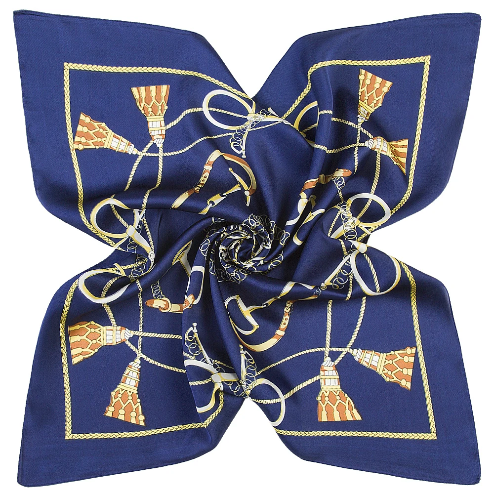 

60cm High quality luxury brand women's twill silk scarf fashion multi-functional retro pattern printing silk scarf square AAA