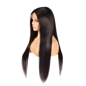 

Wigs Straight 13*1 T Part Lace Wigs 100% Human Hair For Black Woman Peruvian Remy Human Hair Wig Natural Black Color