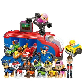 

Paw Patrol toys set Music Base Bus Sliding Dog Rescue Team Toy Set Anime Action Figures Model Kids Paw Patrol Birthday Gift