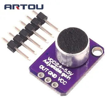 

GY-MAX4466 MAX4466 Electret Microphone Amplifier Module Adjustable Gain OUT GND VCC Amplifier Board 2.4-5V DC For Arduino