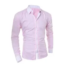 

Formal Shirt Patchwork Youthful All-Matched Long Sleeve Simple Men Shirt Casual Shirt for Daily Wear