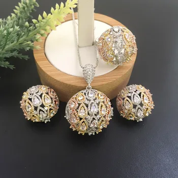 

Lanyika Fashion Jewelry Elegant Hydrangea Micro inlay Necklace Earrings and Ring for Wedding Banquet Luxury Best Gift