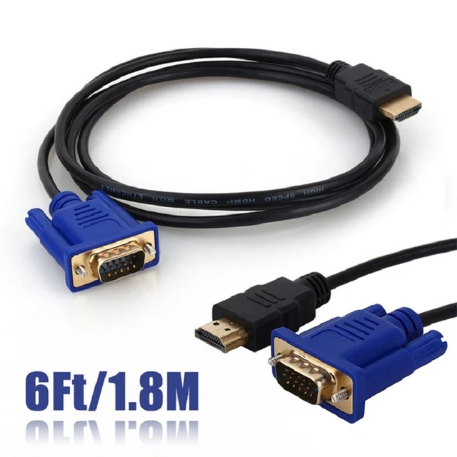 Adaptador HDMI macho a VGA macho Cable Convertidor de Video para PC TV  1080p 6FT