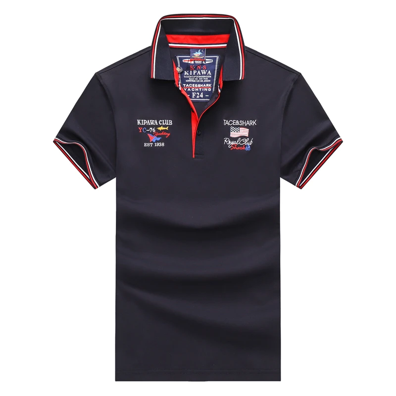 TACE&SHARK Casual Shark Flag Embroidery Short Sleeve Polo Shirts Fashion White Dark Blue Camisa Polo Homme Men Clothing Plus 11 H973b3e4a08f54d18b3d54aea128682e08