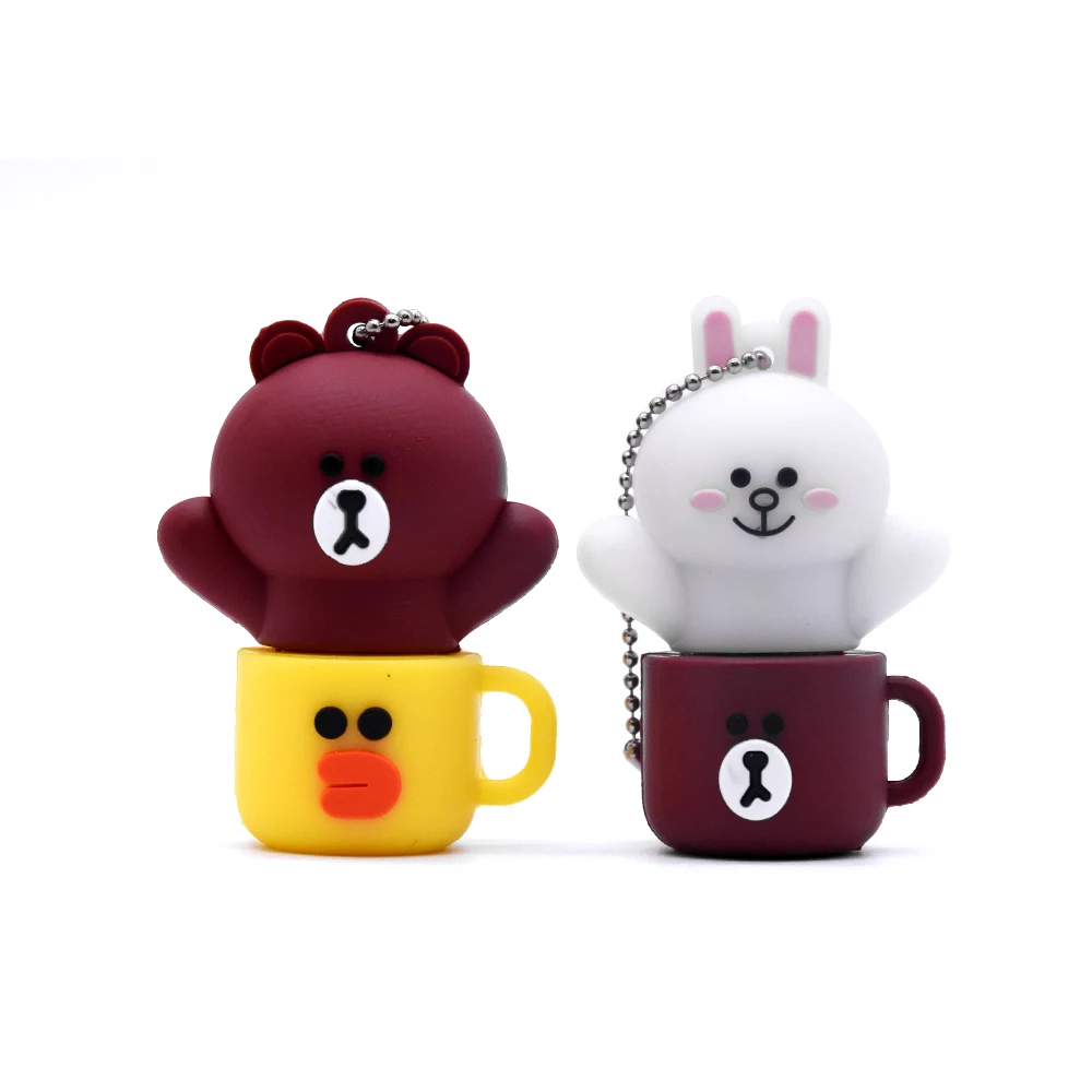Мини микро USB 2 0 128MB 32GB 64GB мультфильм кролик и медведь фото палка флэш-накопитель