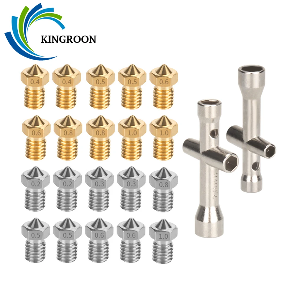 Kingroon-bicos de para Impressora 3d Hotend Bico Extrusora Rosca Latão m6 E3d v6 1.75 mm Filamento 10 Pcs Aço Inoxidável