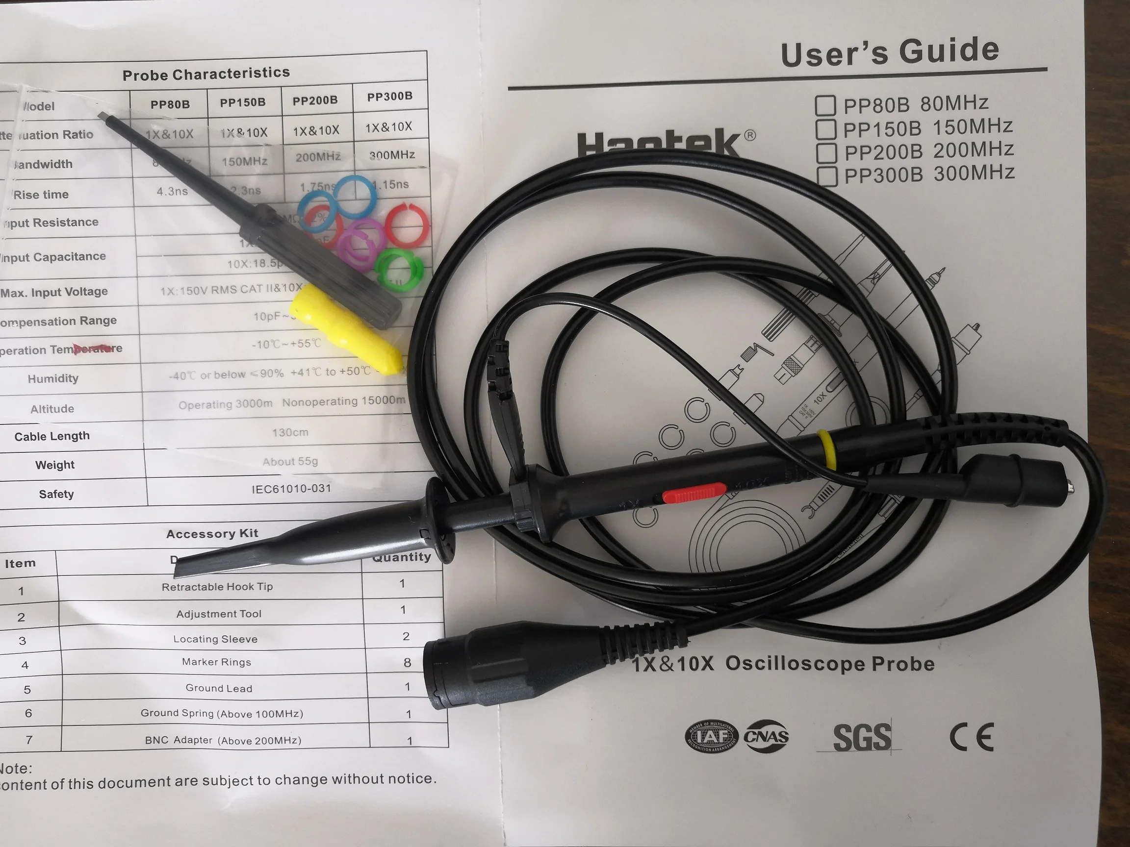 Hantek Oscilloscope Probe PP80B Logic Analyser Digital Oscilloscope