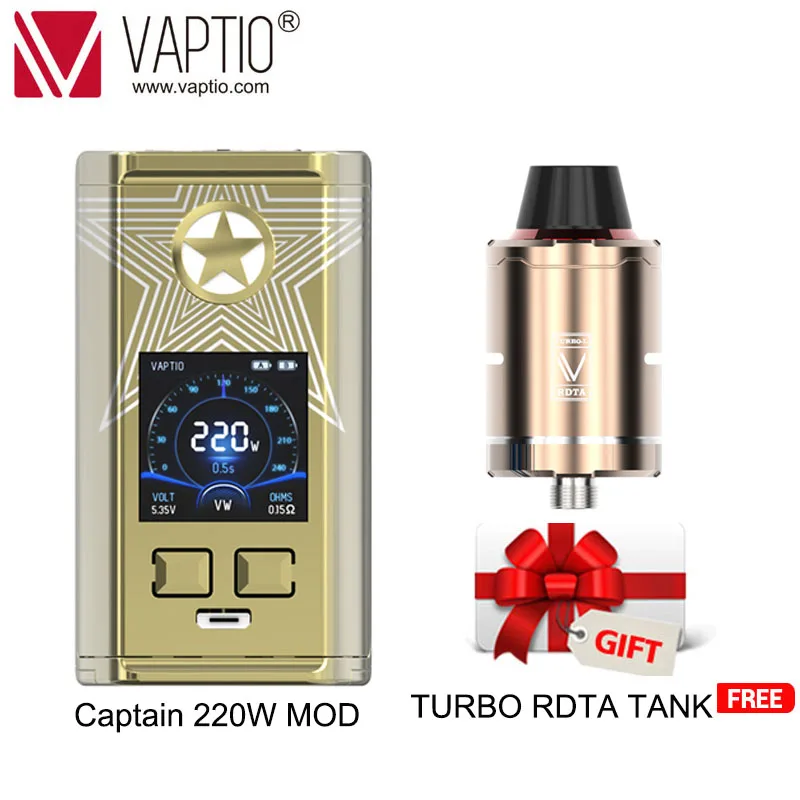 

Gift RDTA tank 220w Vape MOD Electronic Cigarette CAPTAIN box mod fit 18650 external battery 510 thread vaping mod tank