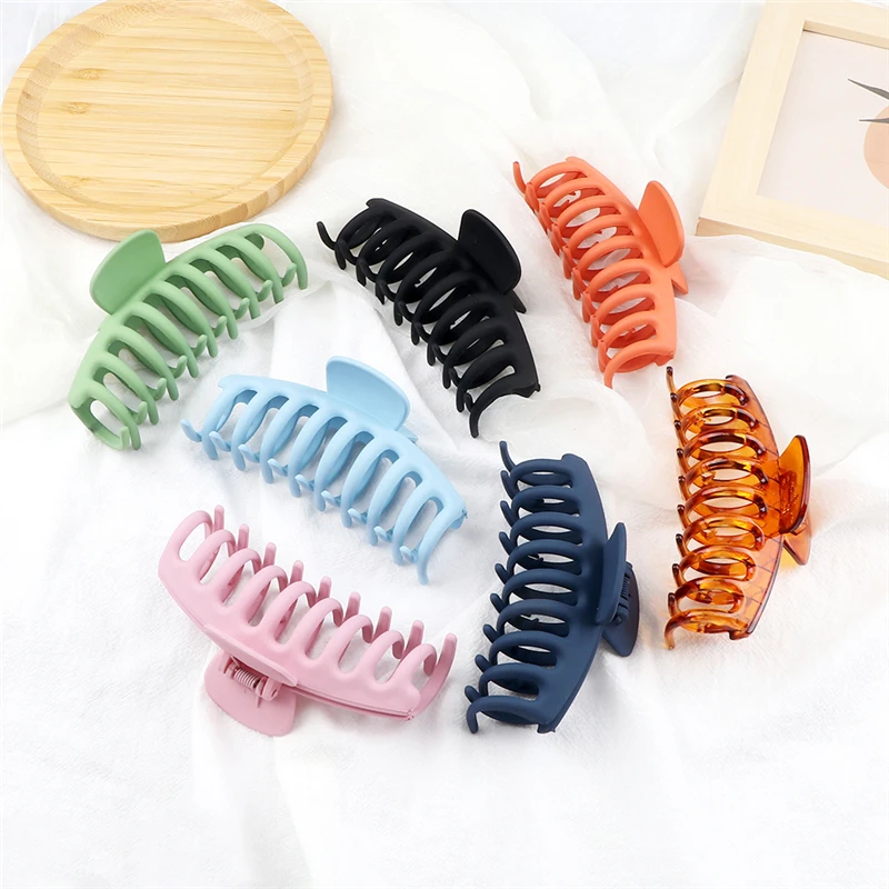 hair band for ladies Solid Color Claw Large Frosted Hair Claws Korean Fashion Hair Clips for Women Girls Barrette Bath Hairpins Hair Accessories Gift best hair clips