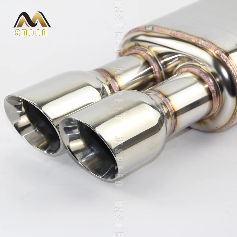 Car Accessories 304 stainless steel exhaust pipe muffler, universal 51mm -76mm pipe, double output 89mm output tail pipe
