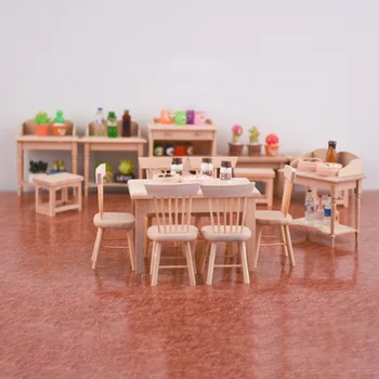 

1:12 Dollhouse Miniature Dining Table Chair Set Dollhouse Handmade Decoration Doll House Furniture Accessories