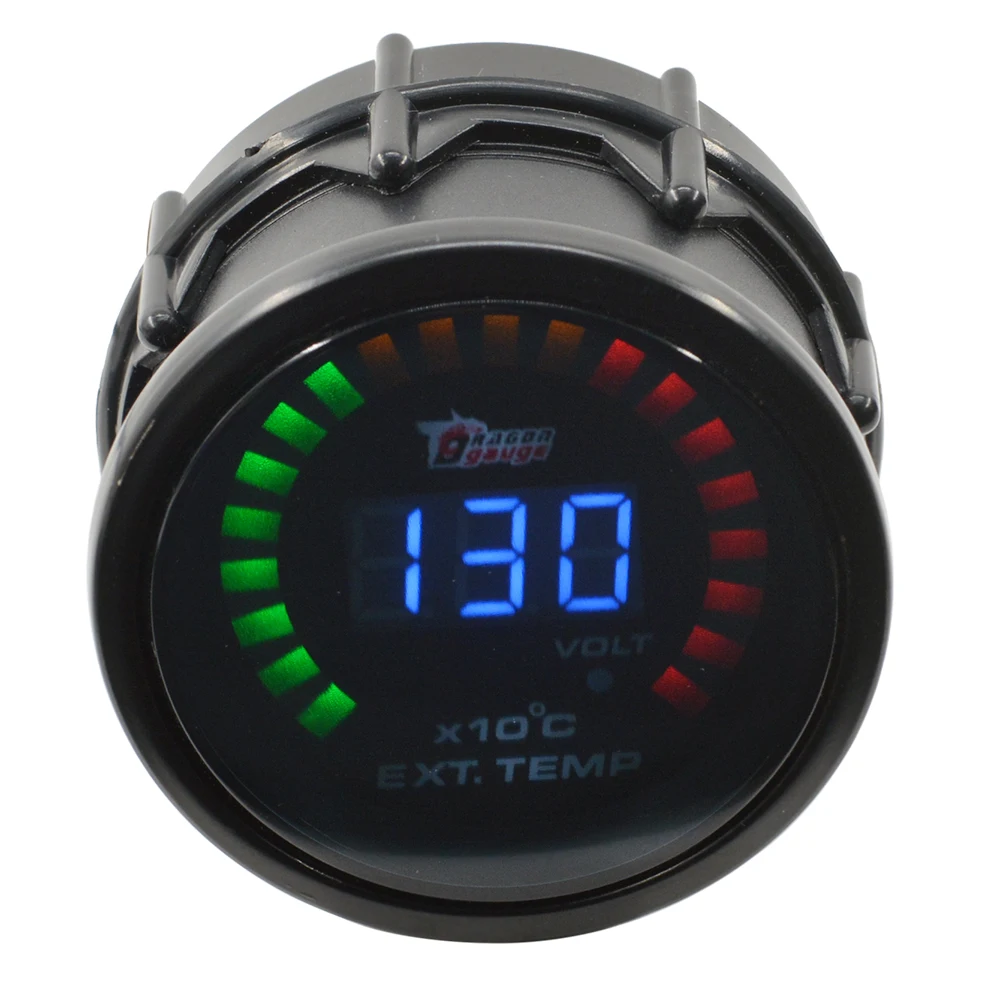 52mm Dragon Digital 20 LED Auto Car Exhaust Gas Temperature Gauge And Volt Modification EXT Temp Meter