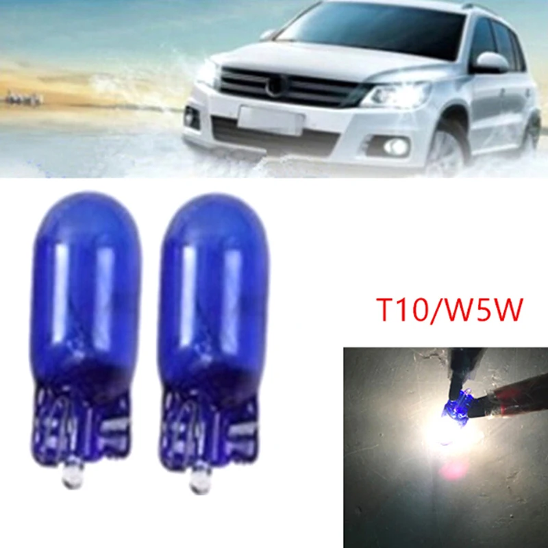 10pcs 5W T10 Cool White Halogen Bulb Signal Car Light Source Parking 8000K Interior Car Light Lamp 10pcs car led interior light w5w t10 parking lamp dome trunk bulb for vw polo golf 4 5 6 7 mk3 mk2 passat b6 b5 touran touareg