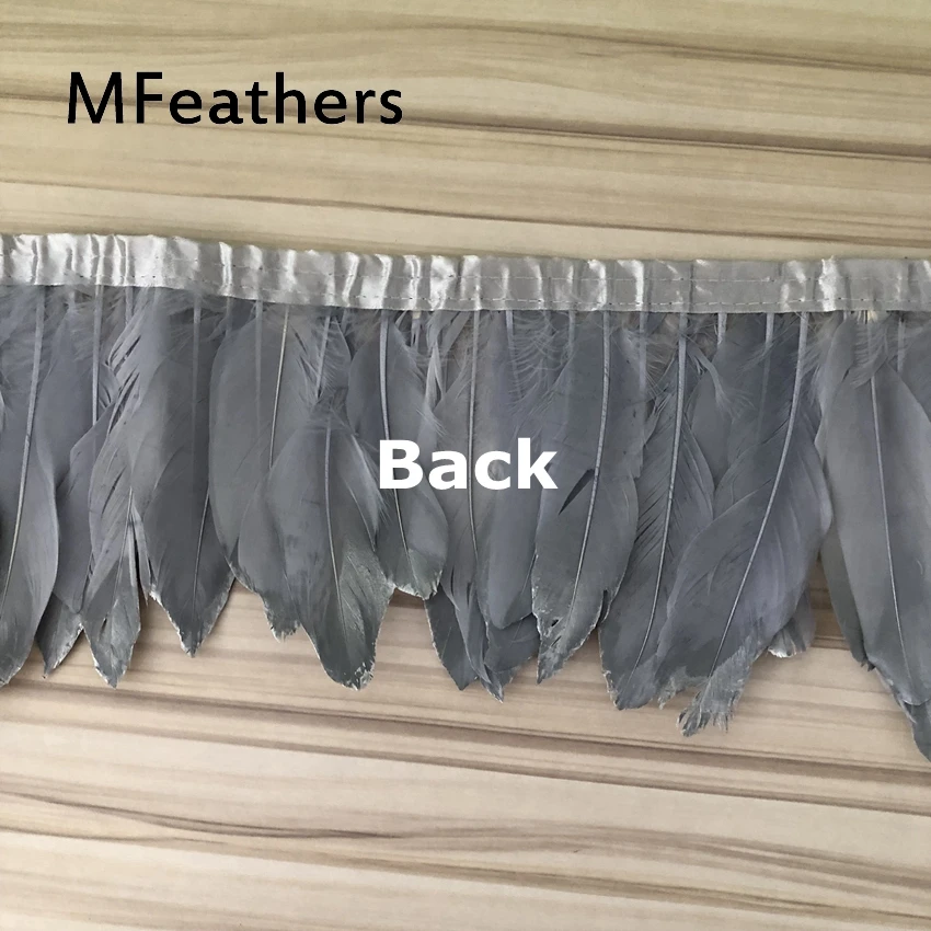 MFeathers серебристый гусиный утиный пух бахрома 15-20 см светильник серый окрашенный гуси перья отделка ПРИШИТАЯ атласная лента украшение карнавал