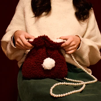 

Furry Unique Bag Original Cute Plush All-Matching Lambswool Phone Bag Mini Small Cross Body Bag Women fashionable purses