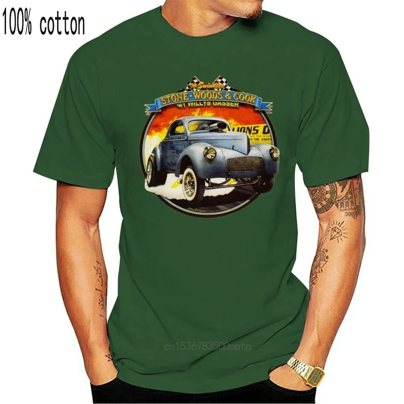 Футболка с надписью Drag Racing футболка 41 Willys Hot Rod Повседневная Уличная изображением