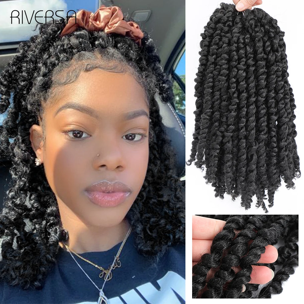 Synthetic Passion Twist Crochet Braiding Hair For Women pelo Twists Dreadlocks meche Black Colored Extensions Riversa |