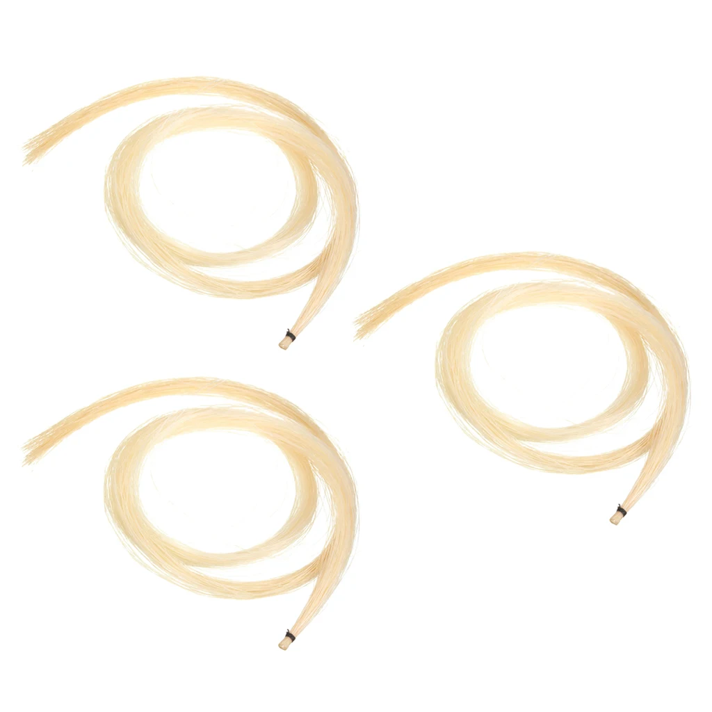 3 Hank 78cm Violin Bow Hair White Horse Tail for Violin Viola Cello Bass Bow