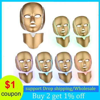 

7 Colors LED Light Photon Therapy Facial Mask Device Whiten Pale Spot Remove Wrinkle Acne Face Skin SPA Care Treatment Machine