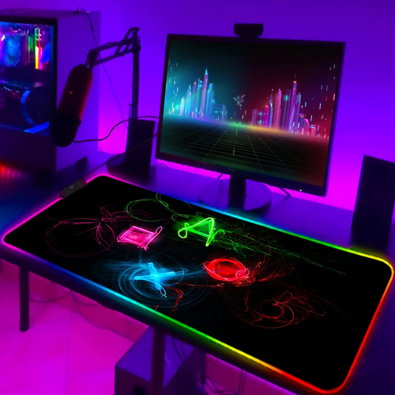 Коврик для мыши с подсветкой Настольный коврик Аниме PS4 игровой настольный