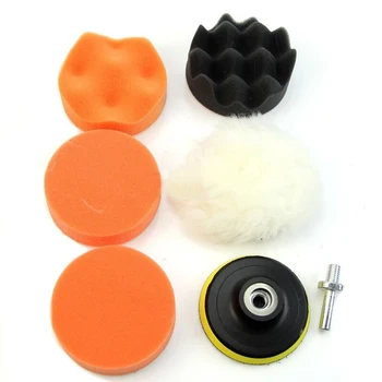 

M10 Thread Polishing Pad Foam+Wool Adapter 7Pcs Buffing Electric drill