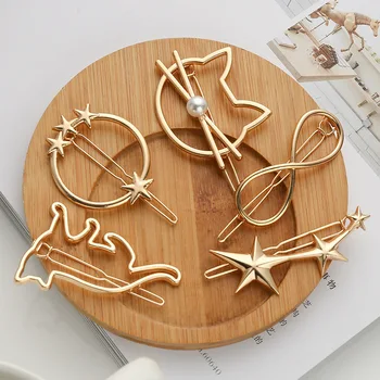 

New Korean Cute Blond Simple Cat Shape Hairpin Female Girl Metal Animal Hair Style Hair Clip Jewelry Hair Accessories