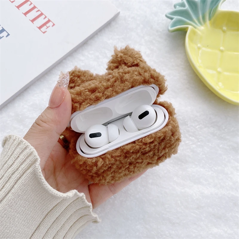 Милый плюшевый чехол для наушников Apple Airpods pro теплый пушистый меховой |