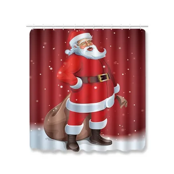 

180x180cm Waterproof Bathroom Shower Curtain Christmas Santa Claus Printed Bath Washable Mildew Quick Dry Wrinkle Resistance