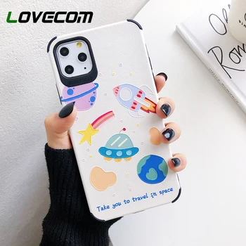 

LOVECOM Shockproof Cartoon Planet Phone Case For iPhone 11 Pro Max XR XS Max 7 8 Plus X Silk Soft Cute Clear Back Cover Coque