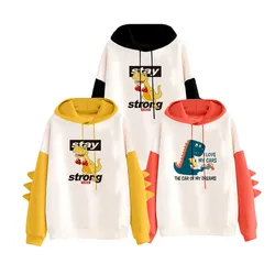 Adulto bebê dino hoodie casual solto bloco de cor manga longa pulôver topos moletom com capuz abdl