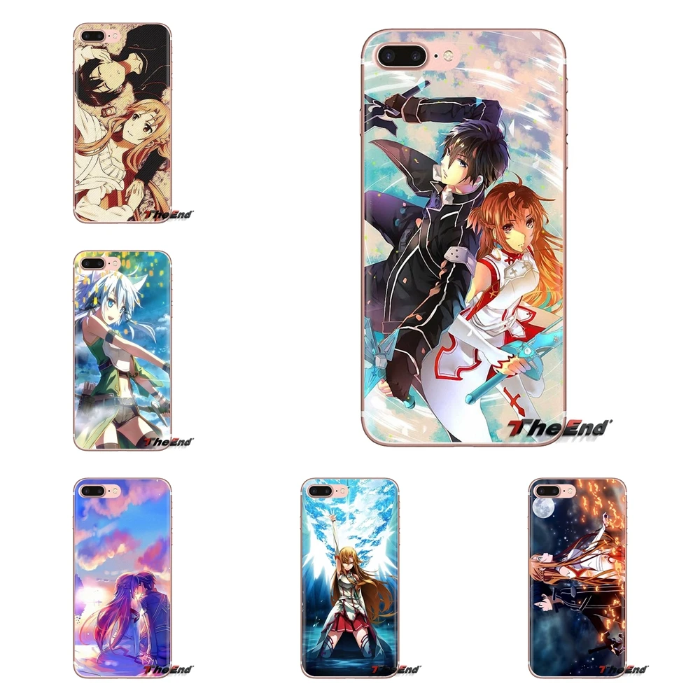 Прозрачные чехлы из ТПУ для Samsung Galaxy A3 A5 A7 A9 A8 Star A6 Plus 2018 2015 2016 2017 Sword Art Online Kirito Asuna SAO |