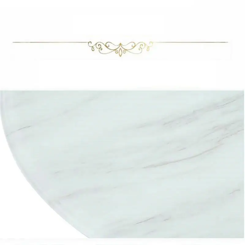 HQ WL01 Light White Tempered Glass Lazy Susan Glass Dining Table Top Turntable Swivel Plate Marble Like Wired Glass Wheel Base (1)