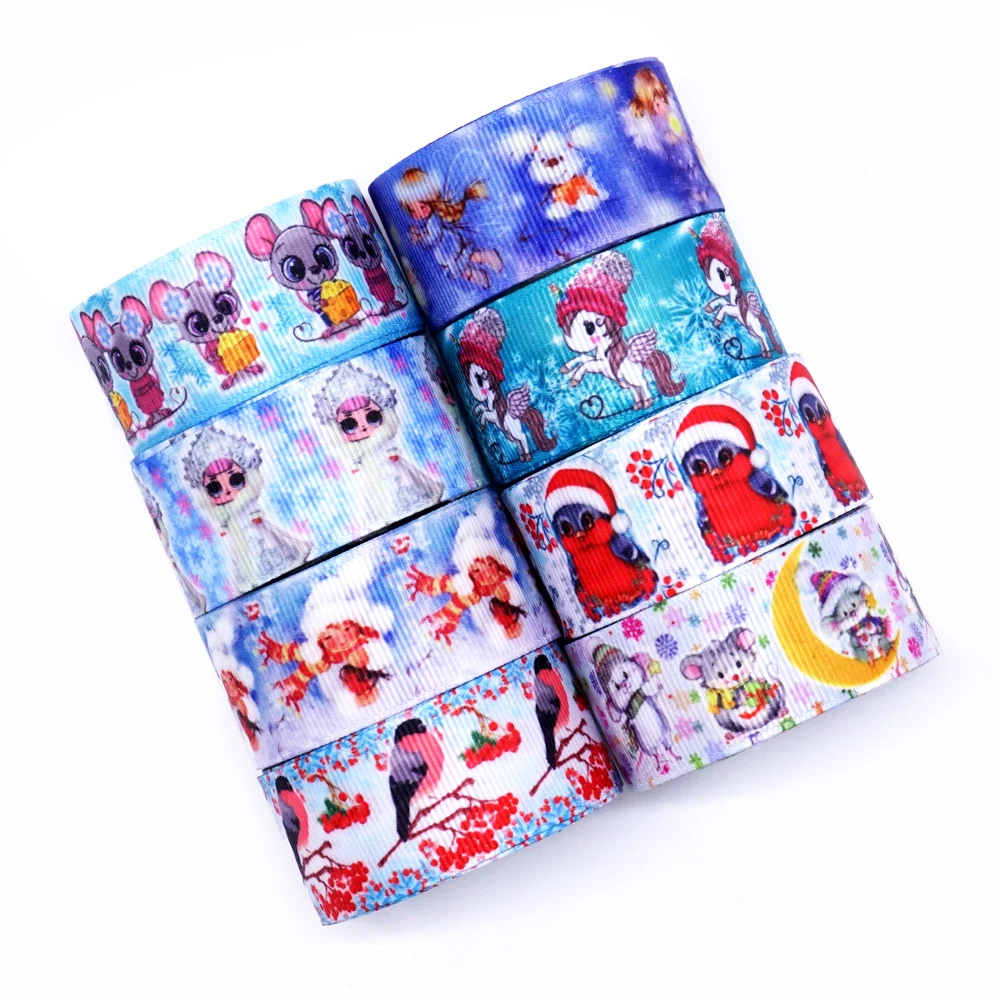

Free shipping 50 yard per size christmas ribbon printed grosgrain ribbon 32005