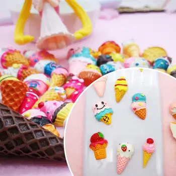 

30pcs Environmentally Friendly DIY Collage Resin Beads Ice Cream Charm Mixed Resin Bead Mucus Beads Suitable For Home Decoration