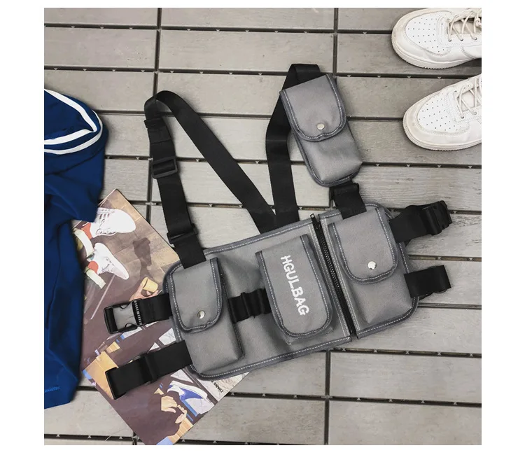 Functional Fashion Chest Rig Bag Men Women Hip Hop Harness Adjustable Tactical Vest Sports Hunting Tactical Packages Bullet Pack