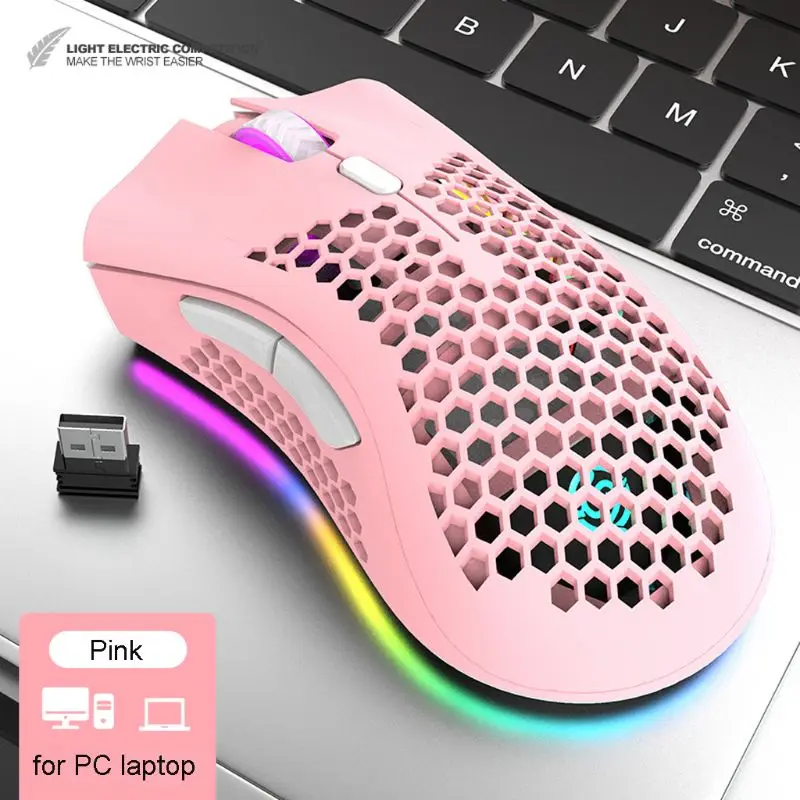 

Rechargeable RGB LED Optical Honeycomb Game Mice 1600DPI 2.4G USB Wireless Mouse