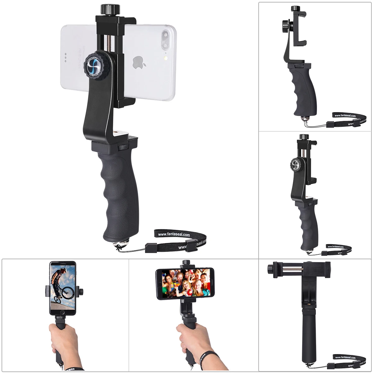 

Ergonomic Anti-Slip Smartphone Vlogging Hand Grip Stabilizer Mobile Cell Phone Video Holder Rig Handle Travel Selfie Stick Mount