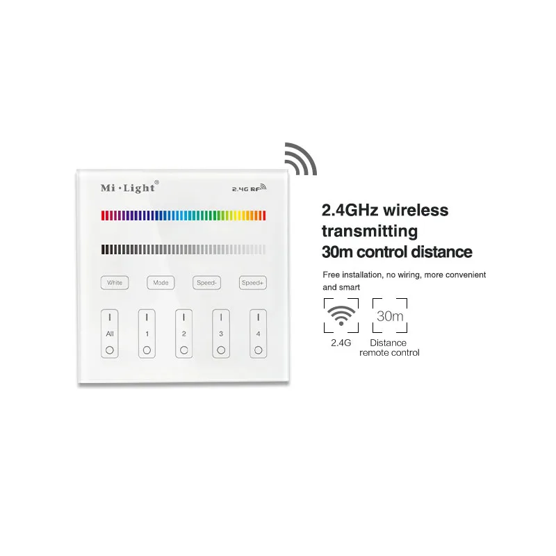 Milight B3 4-Zone RGB/RGBW and brightness dimming Smart Panel Remote Controller control for led strip light ribbon lamp or bulb
