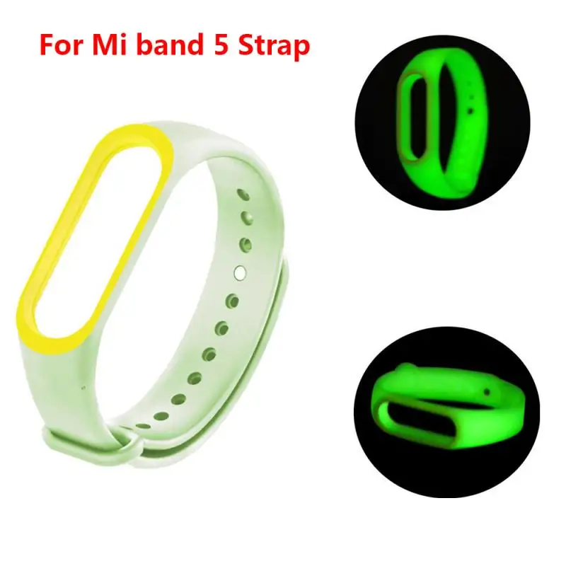 Светящийся браслет для Mi Band 5 двухцветный Водонепроницаемый моющийся ремешок