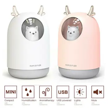 

300ml LED Humidifier Cute Bear Ultrasonic Aroma Essential Oil Diffuser USB Air Purifier Home Office Car Living Room Bedroom