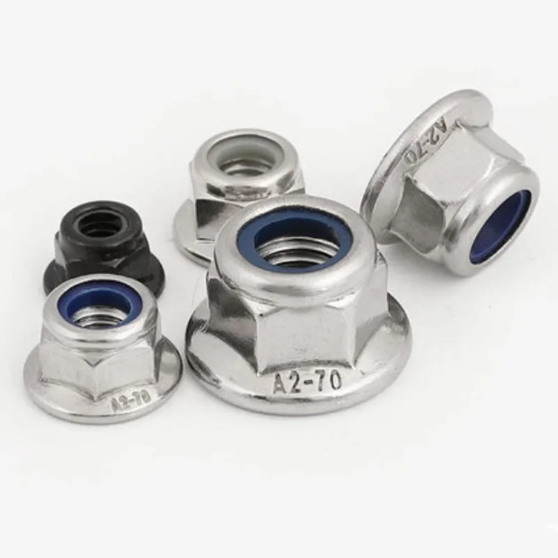 M7 7mm hexagonal Métrico Hexagonal Inserto De Nylon Nyloc Tuercas de bloqueo brillante Cinc Plateado