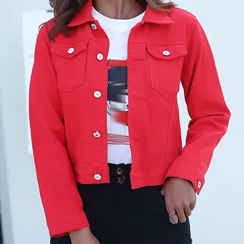 

Jeans Jacket And Coats For Women SPringle Candy Color Casual Short Denim Jacket Chaqueta Mujer Casaco Jaqueta Feminina