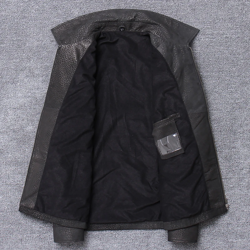 Free shipping.Men slim genuine leather jacket,Brand plus size mens sheepskin coat,father casual warm jacket,winter business