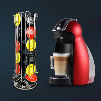 

360 Rotating 24 Capsule Coffee Pod Holder Dispenser Coffee Capsules Dispensing Tower Stand Coffee Capsule Storage Shelf