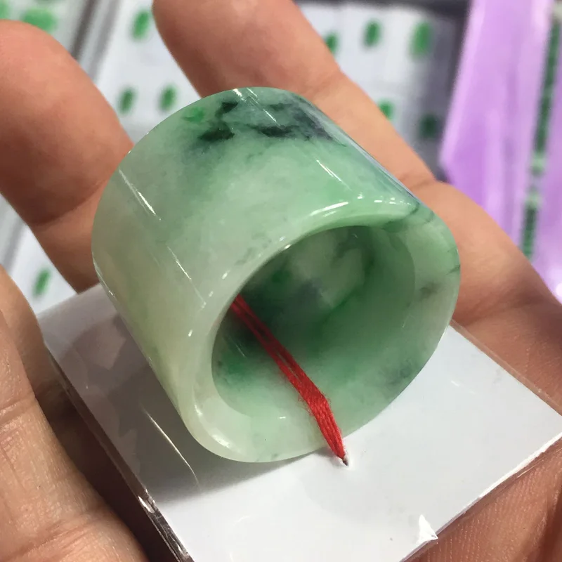Сертификат) envatio Directo luz натуральный Верде AAA grado Jadeite Jade anillo dedo regalo para joyeria de hombre