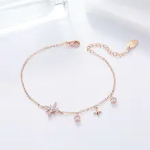 Высококачественный уникальный дизайн, Звездный браслет для женщин, розовое золото, Цвет кубический циркониевый браслет, модные ювелирные изделия