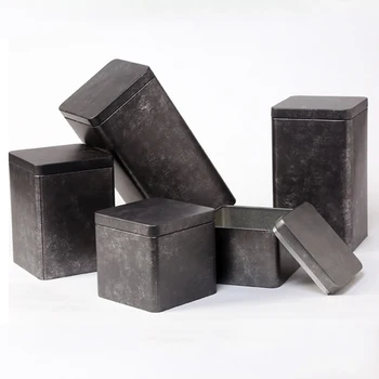 

Xin Jia Yi Packaging Food Grade Black Color Tin Can Black Metal Square Boxe Aluminum Tea Tin Box