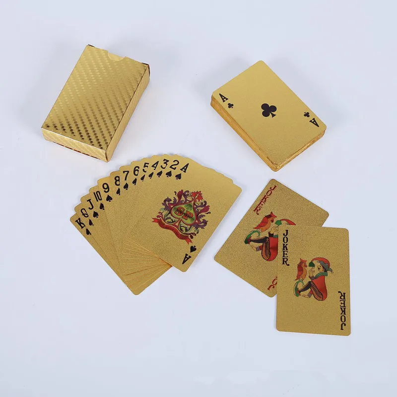 Золотая колода игральных карт Золотая фольга покерный набор Волшебная карта 24 к Золотая пластиковая фольга покерные прочные водостойкие карты Волшебные