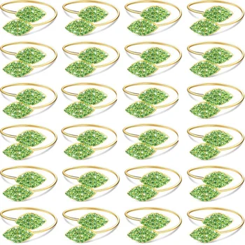 

24 Pcs Napkin Rings Flower Napkin Holder Adornment Exquisite Household Napkins Rings Set Floral Rhinestone Napkin Rings for Wedd
