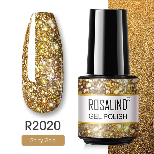 ROSALIND Gel Nail Polish Glitter Gel For Manicure Art Semi Permanent Hybrid Varnish Need UV LED Base Top Coat Nail Polish RAR2020